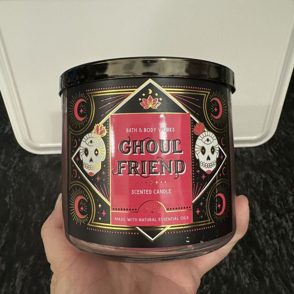 NEW Bath & Body Works Halloween Gouhl Friend 3 Wick Candle Skull Spider Web - Picture 7 of 7